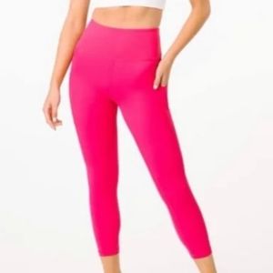 Zyia Party Pink Light Tight Hi Rise Pocket Capri Leggings 20” sz 6-8